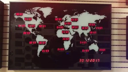 Светодиодные настенные часы с цифровым отображением даты и часового пояса.